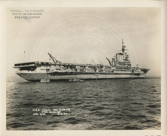 Official Navy Photo of WWII era USS Coral Sea (CV-43) Aircraft Carrier