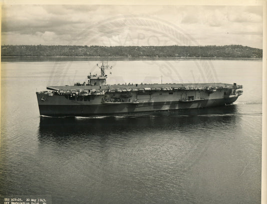 Official Navy Photo of WWII era USS Croatan (CVE-25) Aircraft Carrier