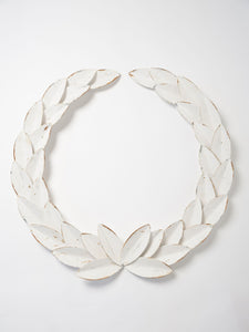 Handcrafted Metal Laurel Wreath with distressed paint finish