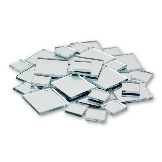Small Mini Square Craft Mirrors Bulk 0.5 & 1 Inch 100 Pieces Mirror Mosaic Tiles