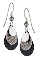 Load image into Gallery viewer, Silver Forest of Vermont Black 3 Layer Dangle Earrings E-0367 Handcrafted in the USA