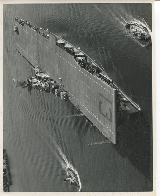 Official Navy Photo of WWII era USS Franklin (CV-13) Aircraft Carrier