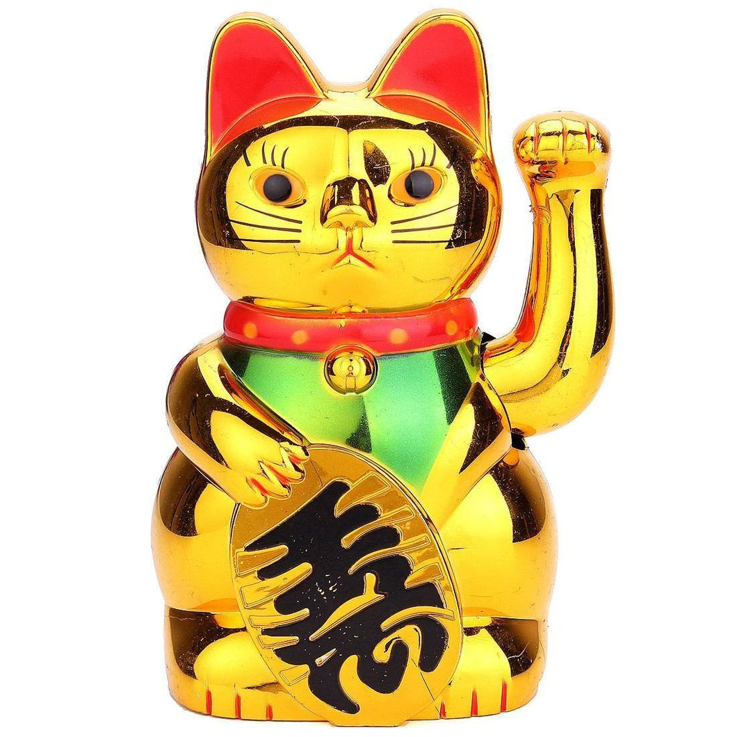 Gold Maneki Neko Cute Lucky Cat Electric Craft Art Home Shop Hotel Decoration