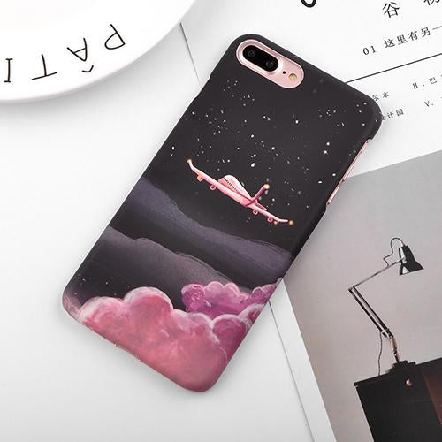 Granite Scrub Marble Phone Cases For iPhone 6 6S 7 Plus 5 5S SE 3D Aircraft Stars Plastic Hard Back Cover Case for iPhone 8 Plus