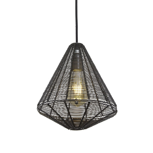 Industville Handcrafted Wire Cage Pendant - 9 Inch - Cone
