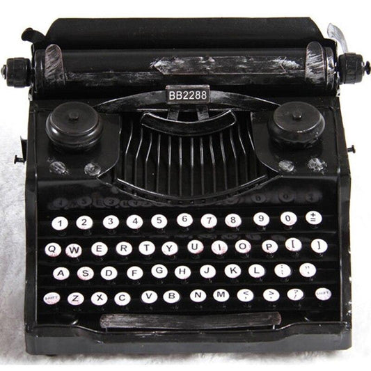 Shabby Chic Craft  Intelligence Black And Red Tin Typewriter Vintage Style Metal Typewriter Model Home Decoration Collectible