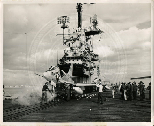 Official Navy Photo of WWII era USS Hancock (CV-19) Aircraft Carrier