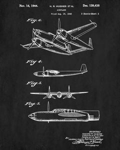 Hughes Aircraft Blueprint Flying Patent Print Airplane Aeroplane Poster