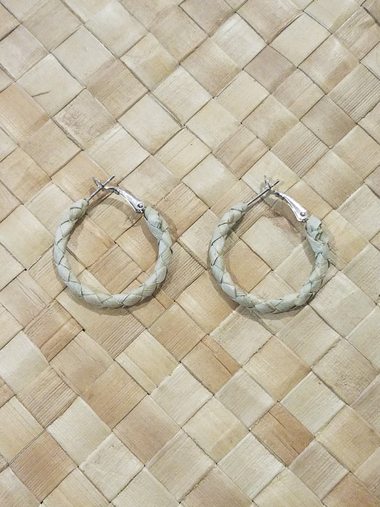 Handcrafted Weave Light Lauhala Hoop Earrings