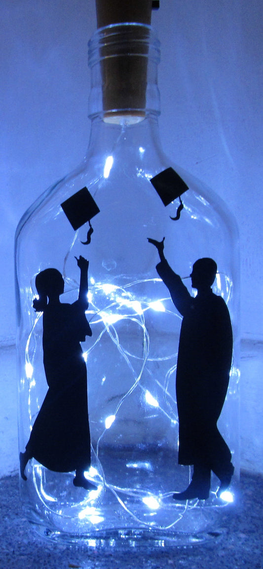 Handcrafted Light up bottle- Beautiful handmade graduation light up bottle