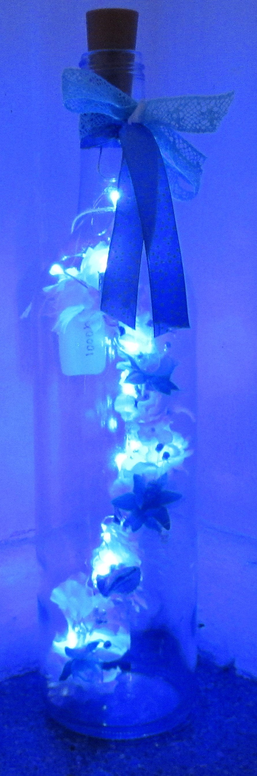 Handcrafted Light up bottle- Beautiful handmade flower light up bottle