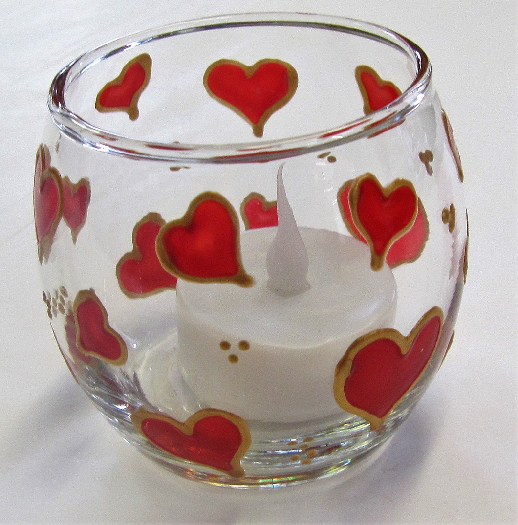 Handcrafted beautiful heart tea light holders with battery candle