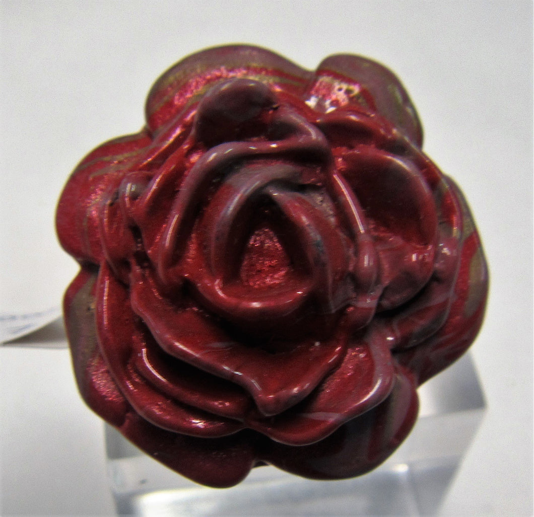Handcrafted wire ring with a resin red rose Size N