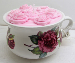 Handcrafted beautiful flower pot with pink candle