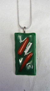 Handcrafted green fused glass pendant on sterling silver necklace