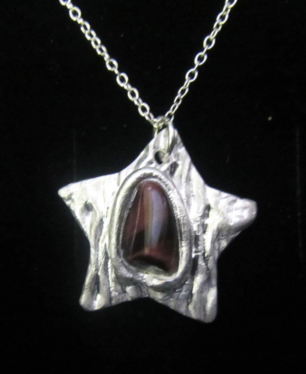 Handcrafted sterling silver and tiger eye star pendant with 925 Silver necklace