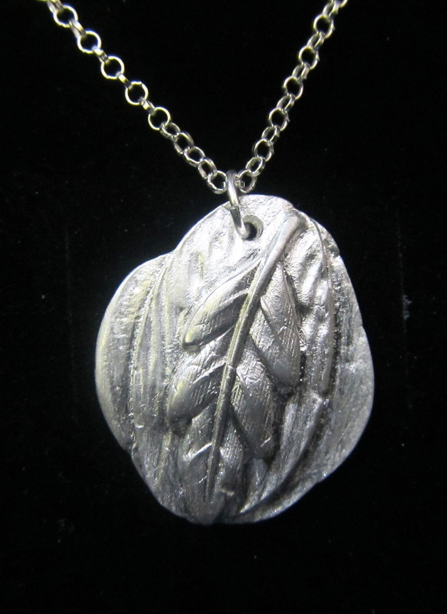 Handcrafted sterling silver leaf pendant with 925 Silver necklace