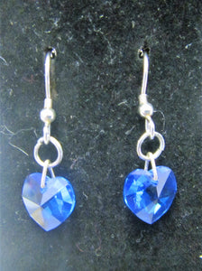 Handcrafted sterling silver blue heart earrings