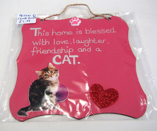 Handcrafted unique "Cat" pink and silver plaque