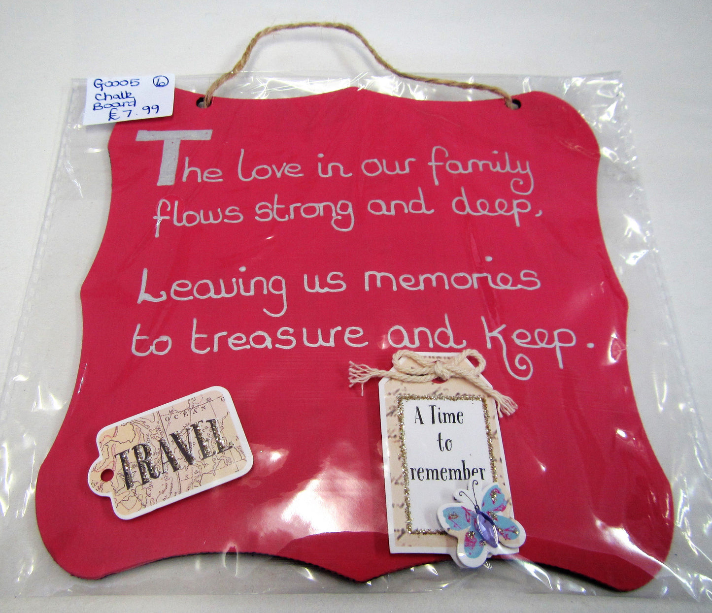 Handcrafted unique "Love family" pink and silver plaque