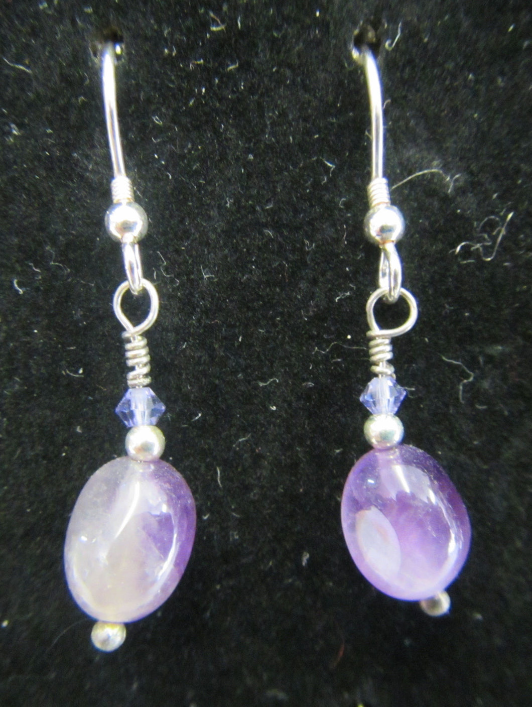 Handcrafted sterling silver purple stone earrings