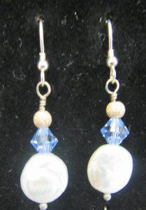Handcrafted sterling silver freshwater pearl and swarvoski crystal earrings