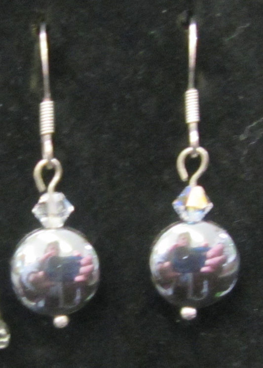 Handcrafted sterling silver haematite earrings