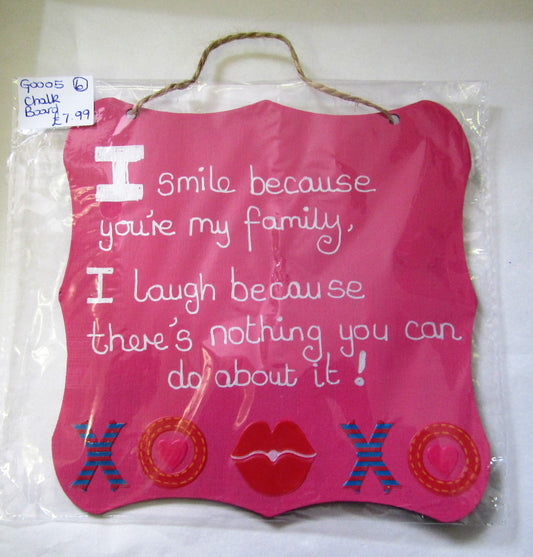 Handcrafted unique "Family" pink and silver plaque