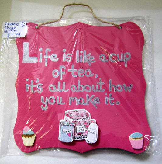 Handcrafted unique "Life" pink and silver plaque