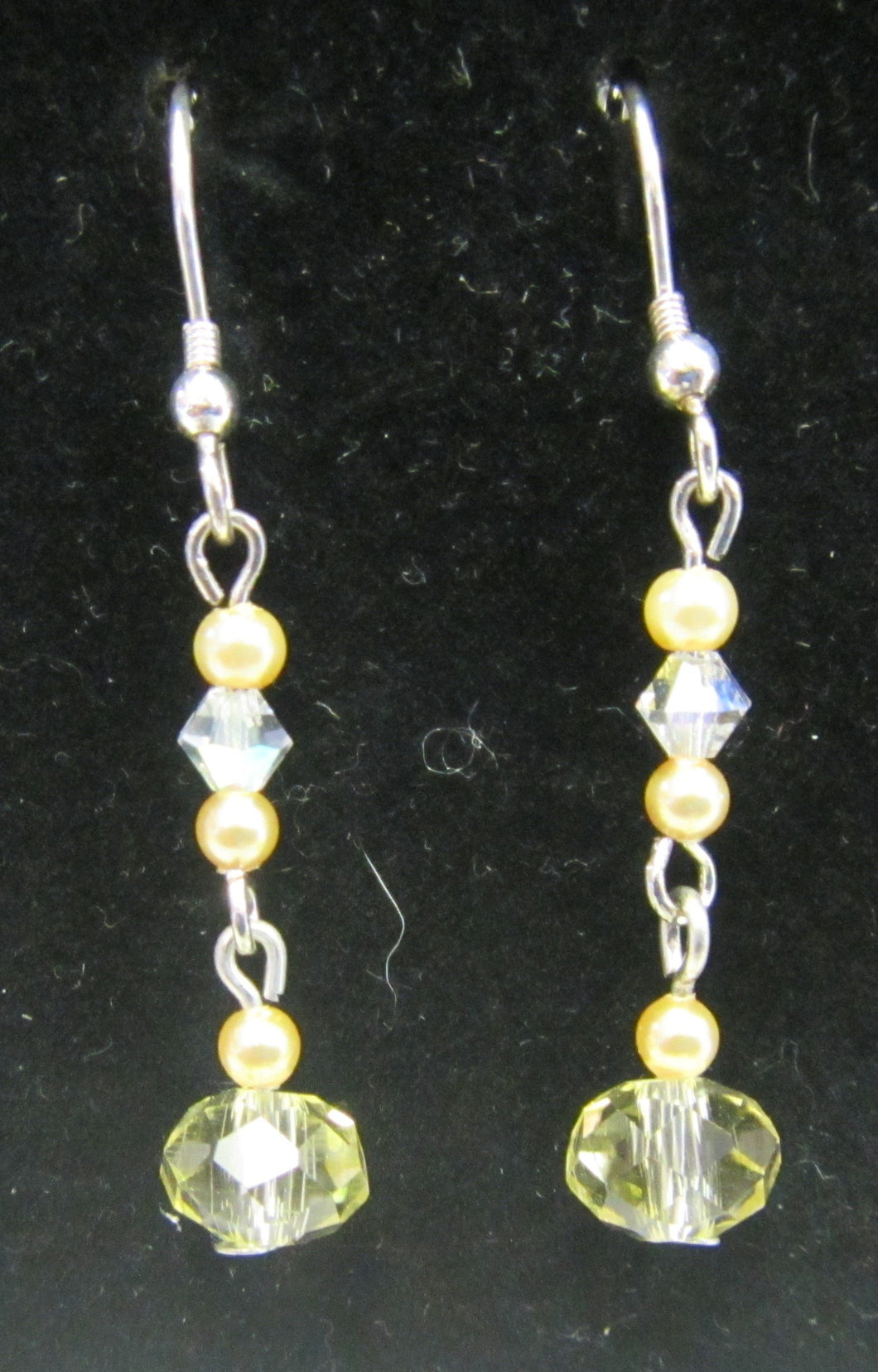Handcrafted cream beaded 925 sterling silver earrings