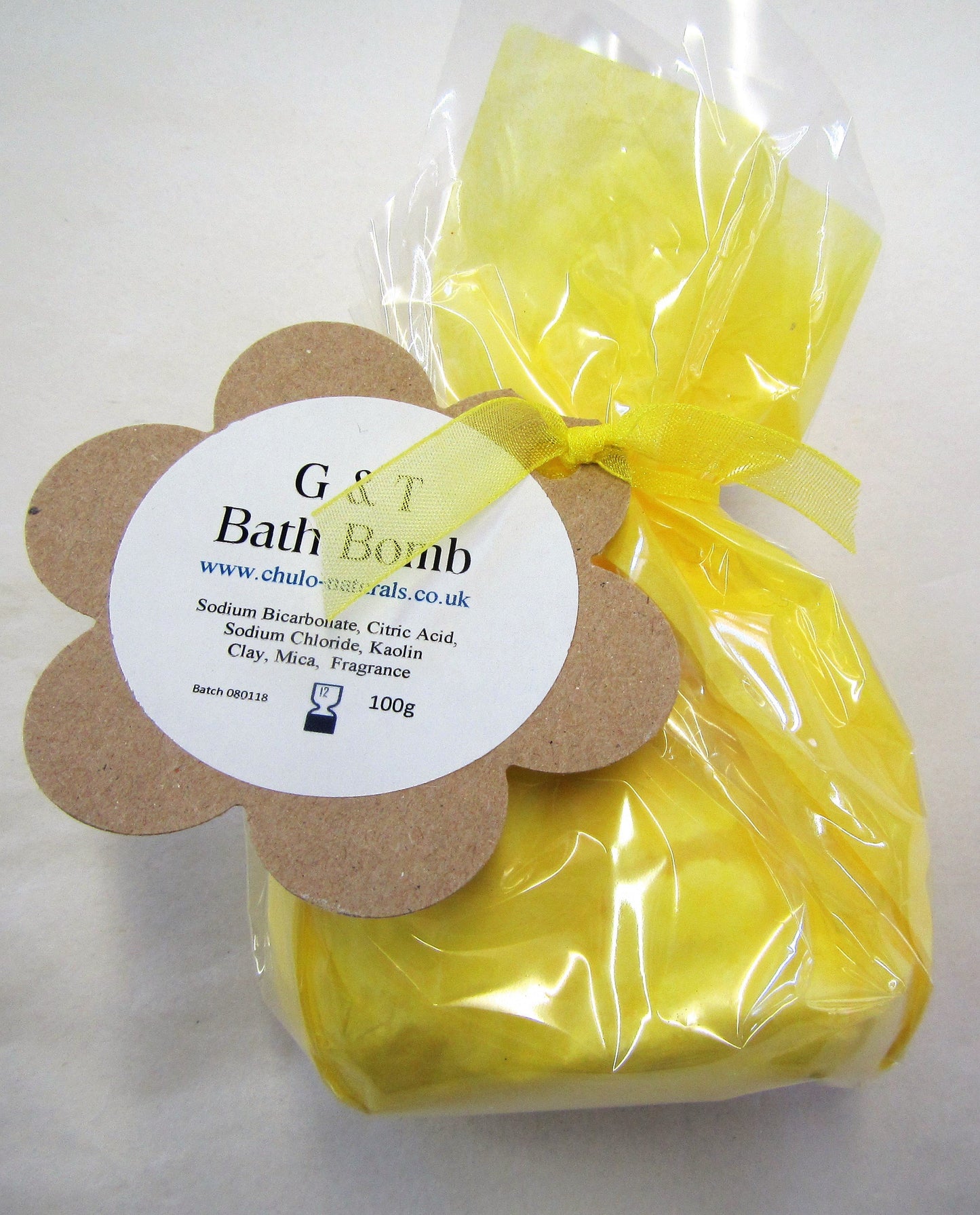 Handcrafted G&T scented bath bomb gift wrapped