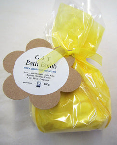 Handcrafted G&T scented bath bomb gift wrapped