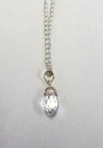 Handcrafted chain with clear bead pendant necklace
