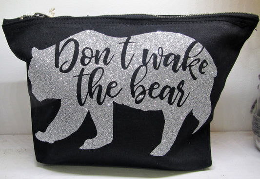 Handcrafted large Don't wake the bear pencil case