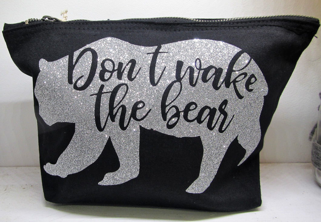 Handcrafted large Don't wake the bear pencil case