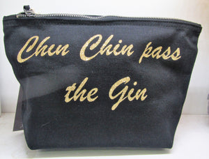 Handcrafted "Chin Chin pass the Gin" Make up bag
