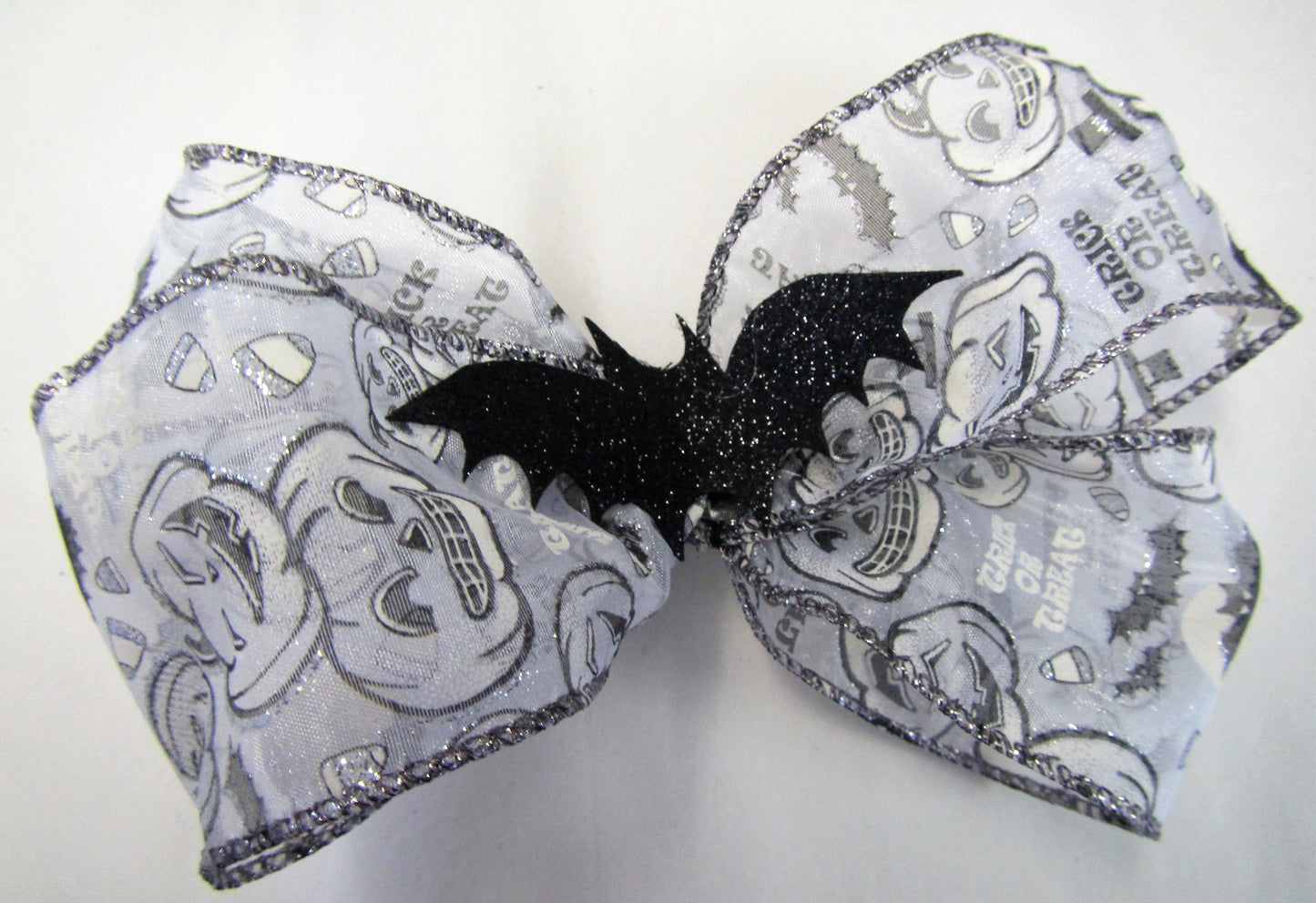 Handcrafted Halloween Bow - White Pumpkin