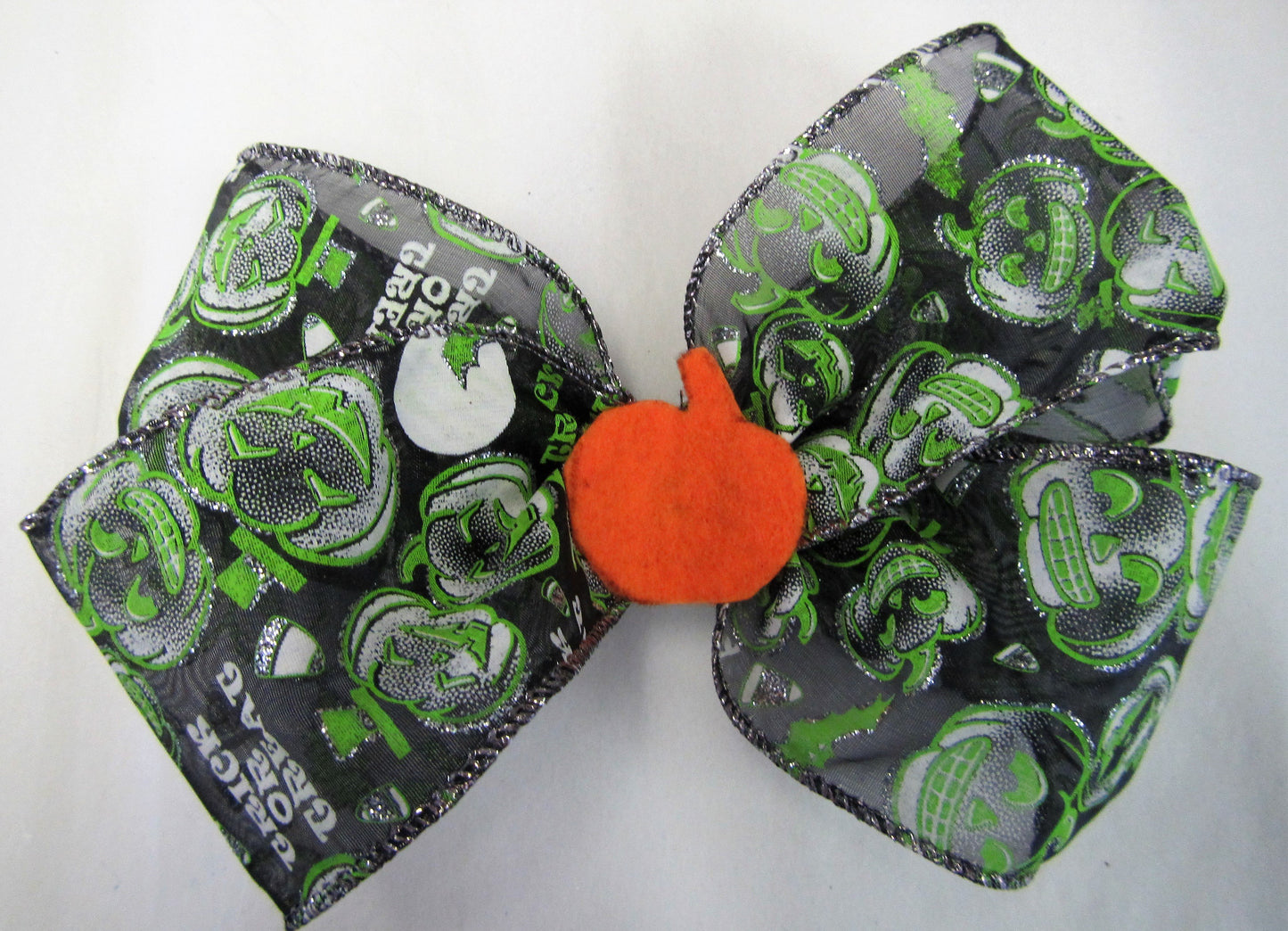 Handcrafted Halloween Bow - Green Pumpkin