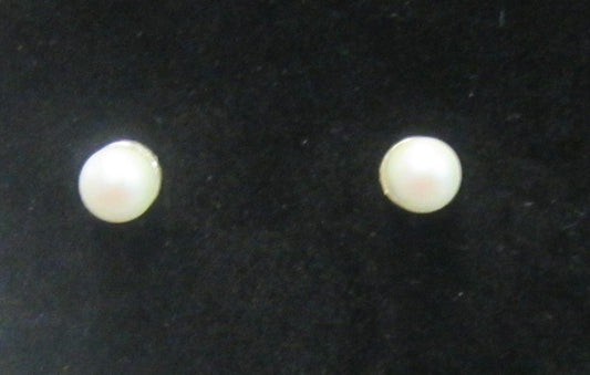 Handcrafted sterling silver pearl stud earrings