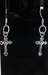 Handcrafted cross earrings on 925 sterling silver hooks