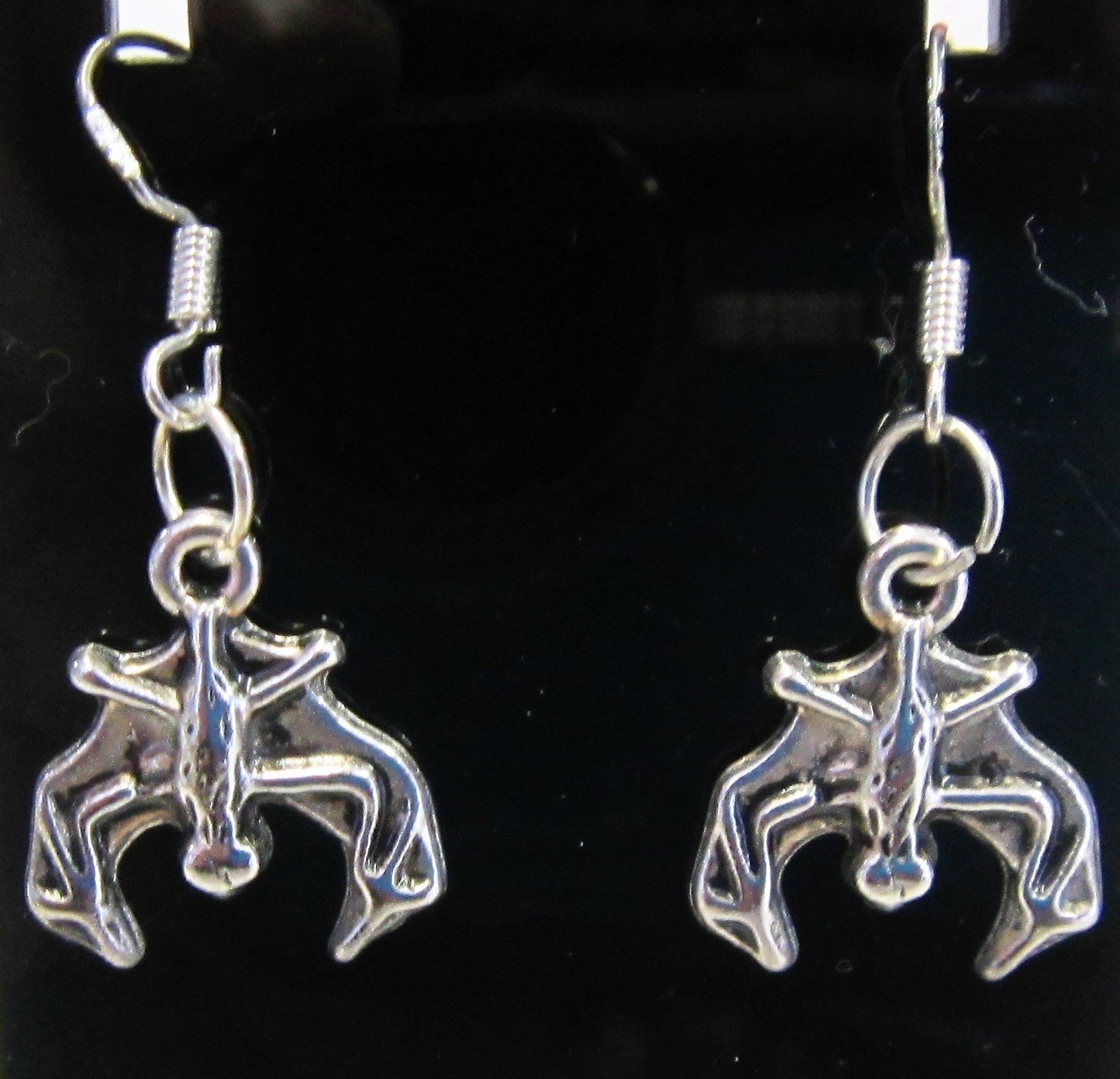 Handcrafted bat earrings on 925 sterling silver hooks