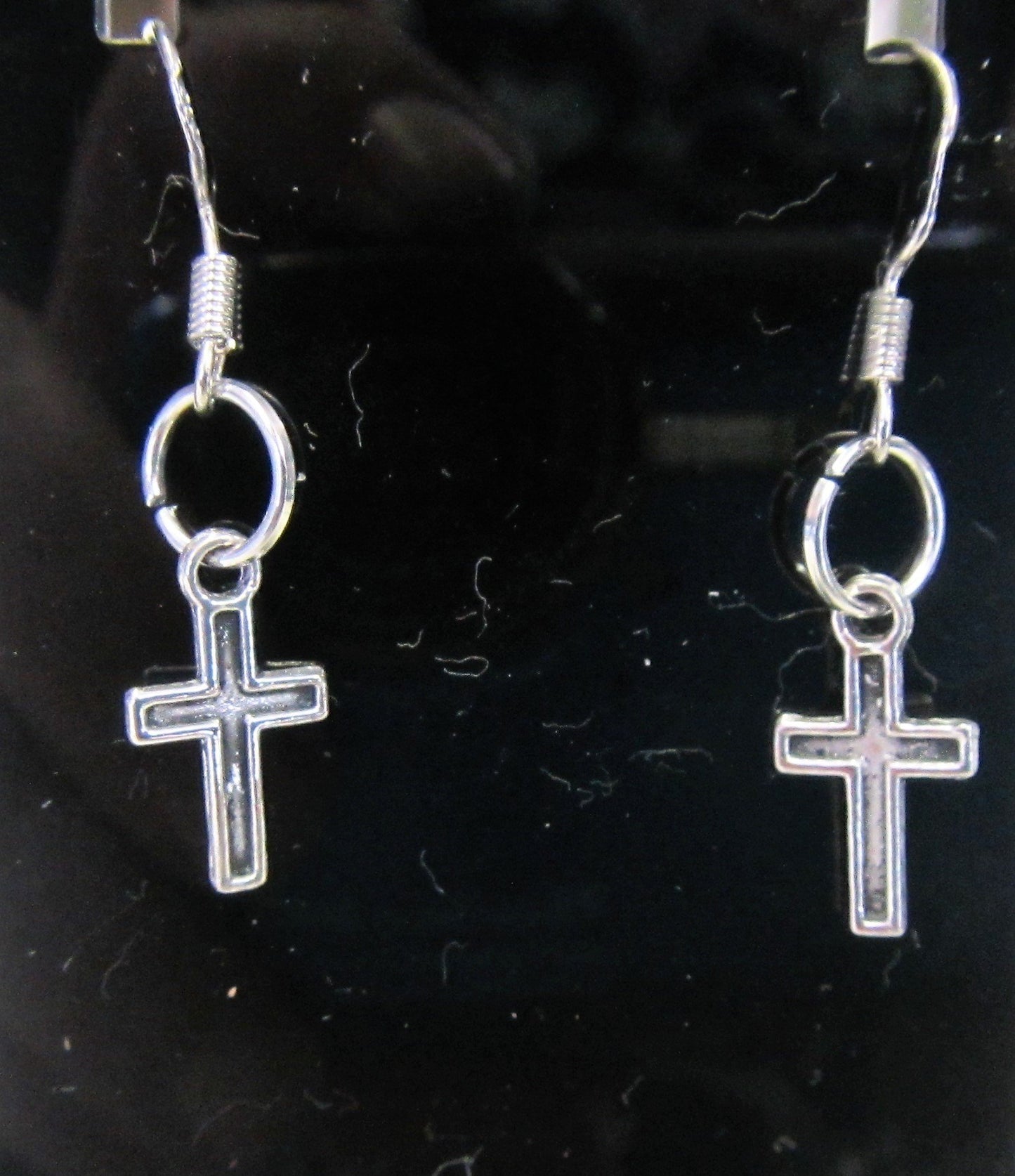 Handcrafted cross earrings on 925 sterling silver hooks