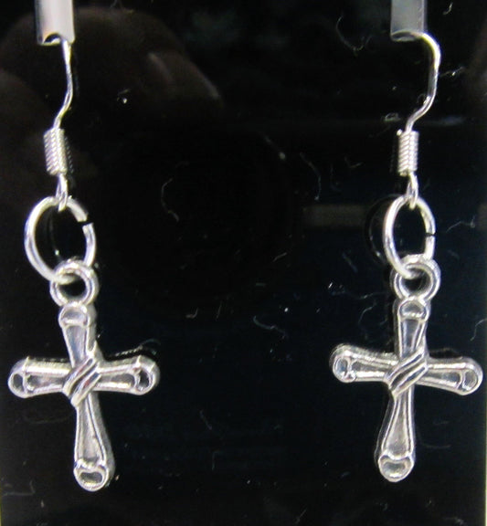 Handcrafted cross earrings on 925 sterling silver hooks