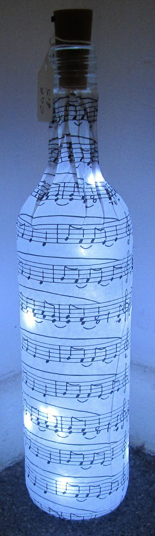 Unique handcrafted decoupage Music up bottle