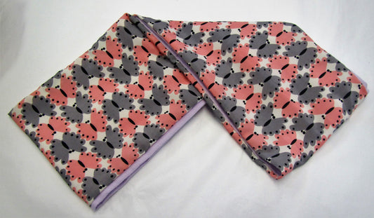 Handcrafted unique polyester grey and pink butterfly infinity scarf
