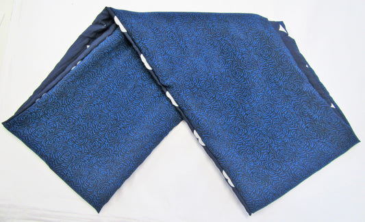 Handcrafted unique polyester blue infinity scarf with white hearts on the reverse