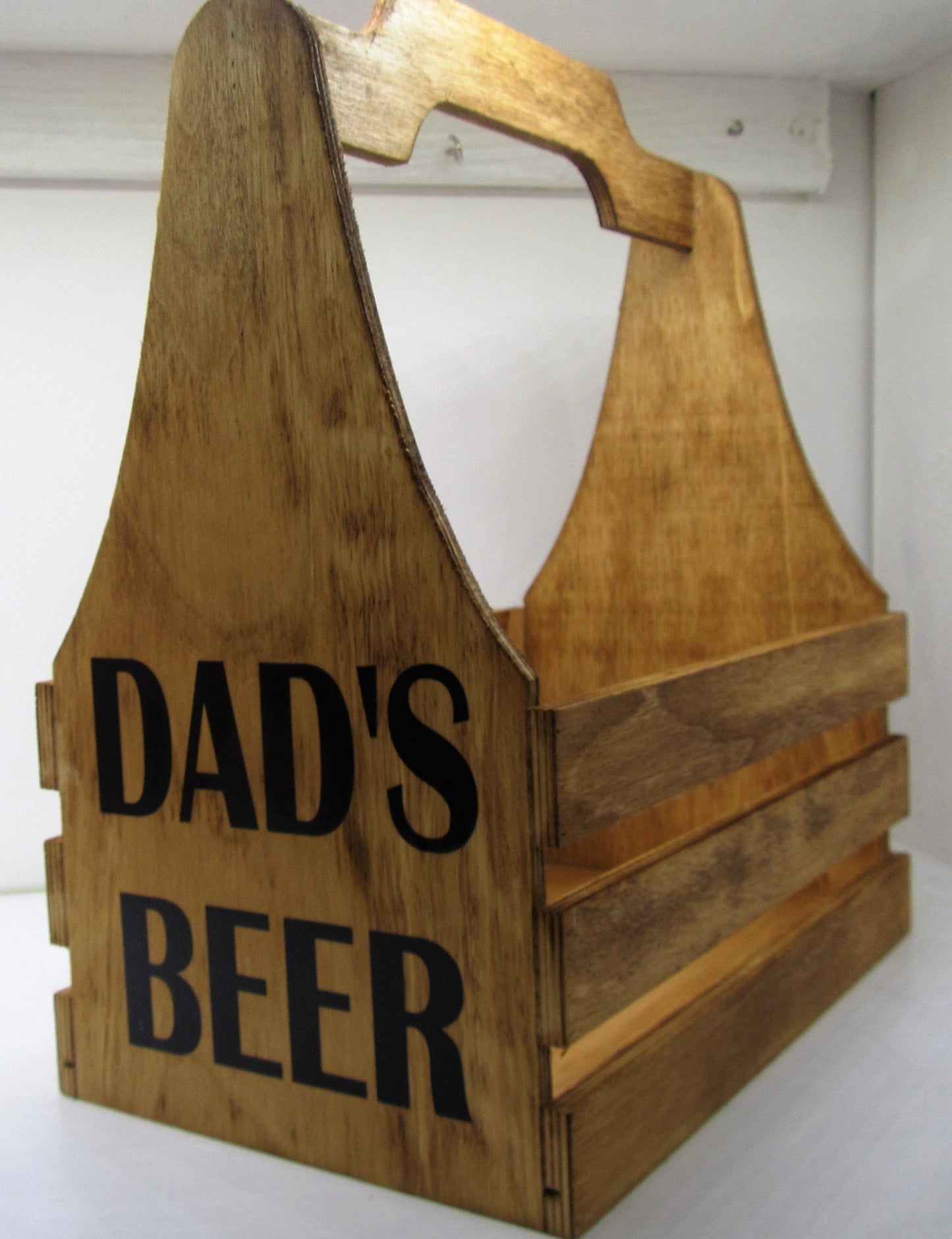 Unique Handcrafted "Dad's Beer"  "Hands off" beer crate