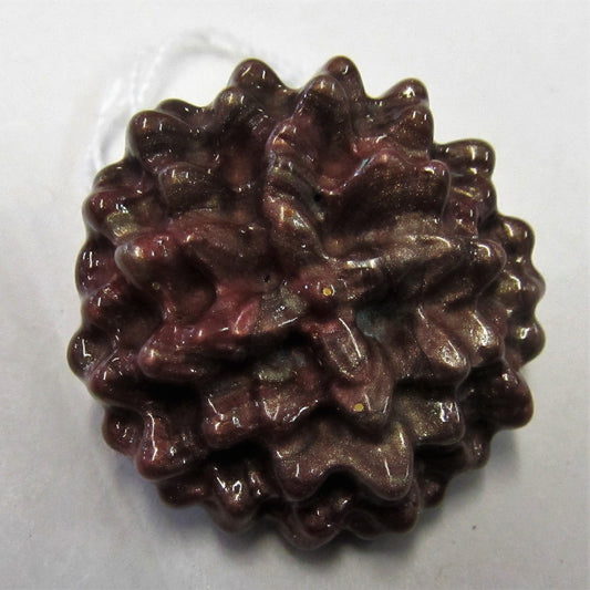 Hand crafted red and bronze resin flower brooch