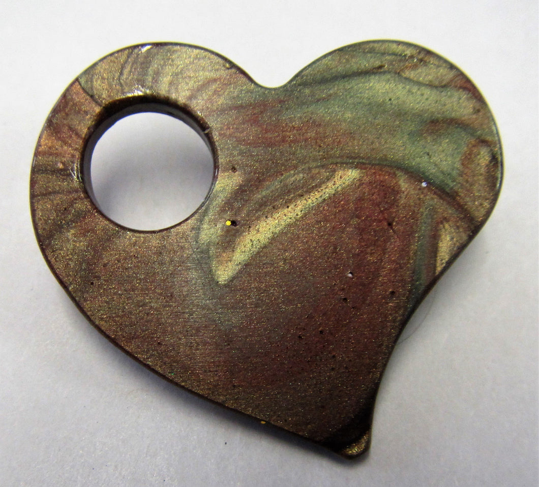 Hand crafted resin heart brooch