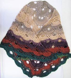 Handcrafted crochet woollen shawls in various colours